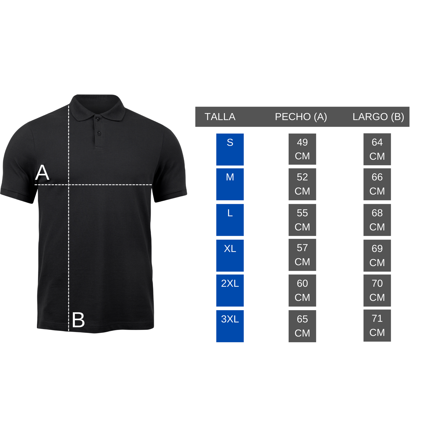 Playera para Hombre Tipo Polo Marca BENZINY PS3006-ROYAL/WHITE