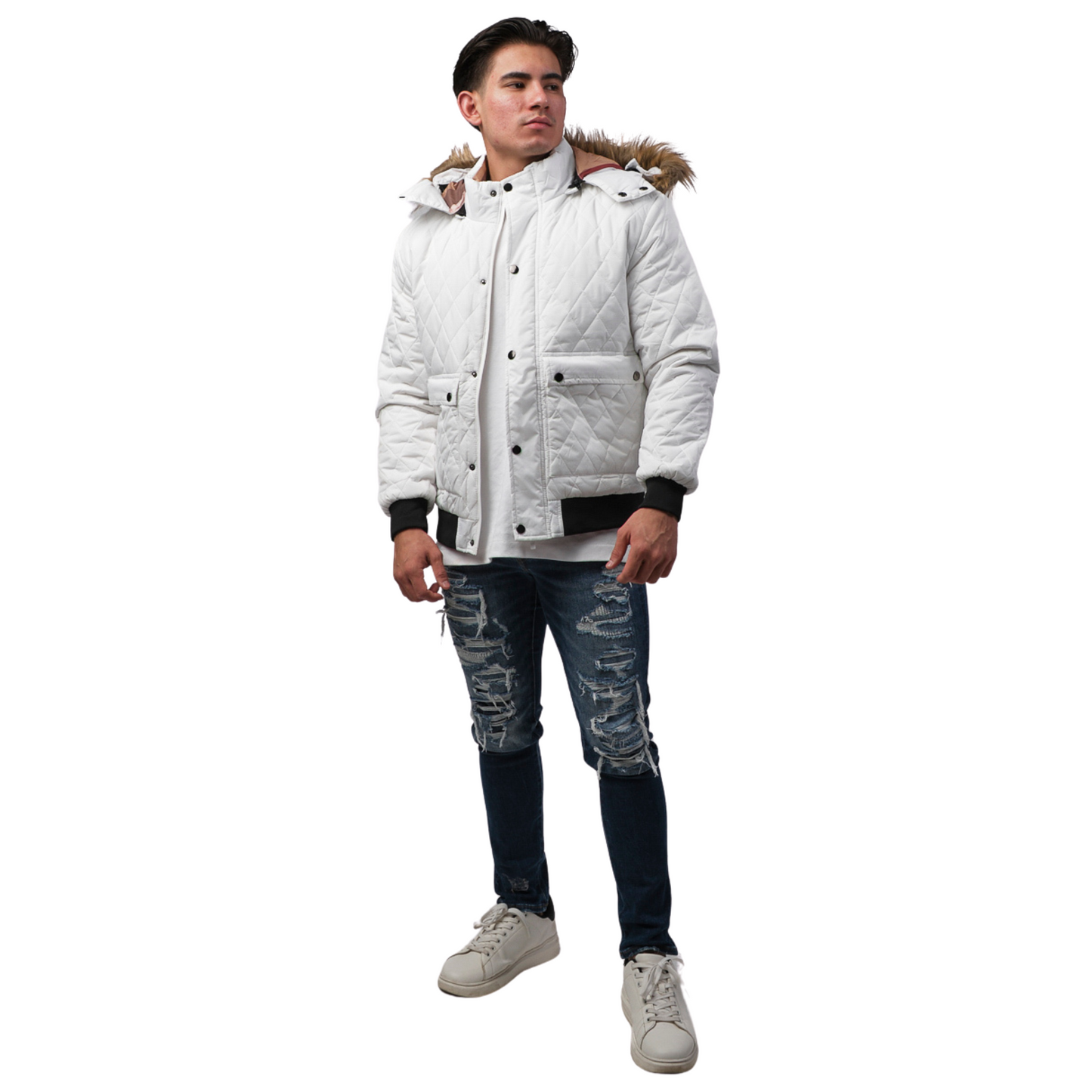 Chamarra Para Hombre Marca Moderno MJJT-6039 White