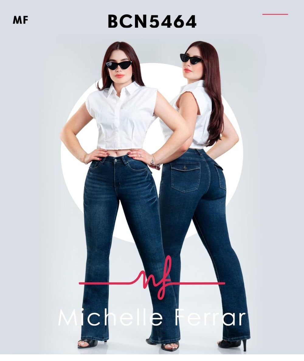 Pantalon Para Mujer Marca Michelle Kosch Mezclilla BCN5464 Azul