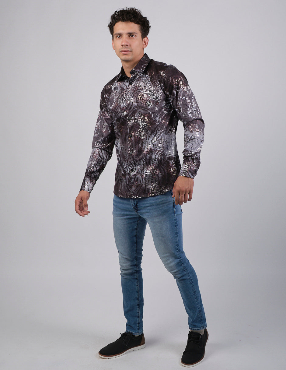 Camisa Para Hombre Marca Benziny LS5064-Black