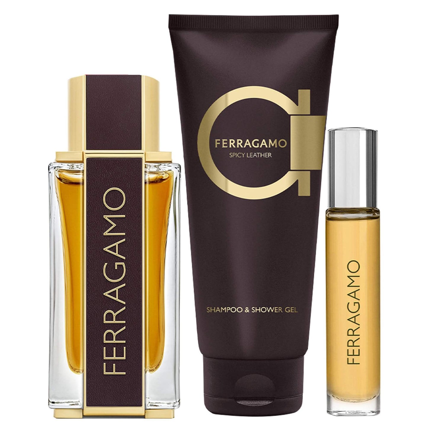 Set 3Pzs Ferragamo Spicy Leather Pour Homme