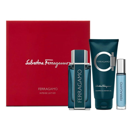Set Salvatore Ferragamo Intense Leather Pour Homme 3 Piezas.