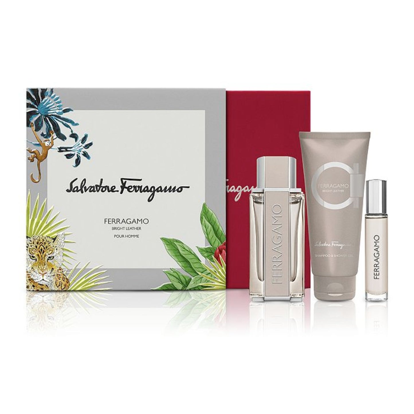 Set de Perfume FERRAGAMO BRIGHT LEATHER 3 pzs 100 ml EDT
