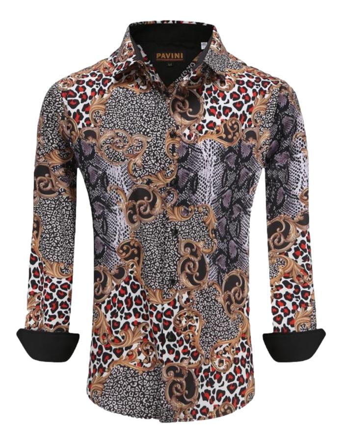 Camisa Para Hombre Marca Pavini LS021026-33 Beige