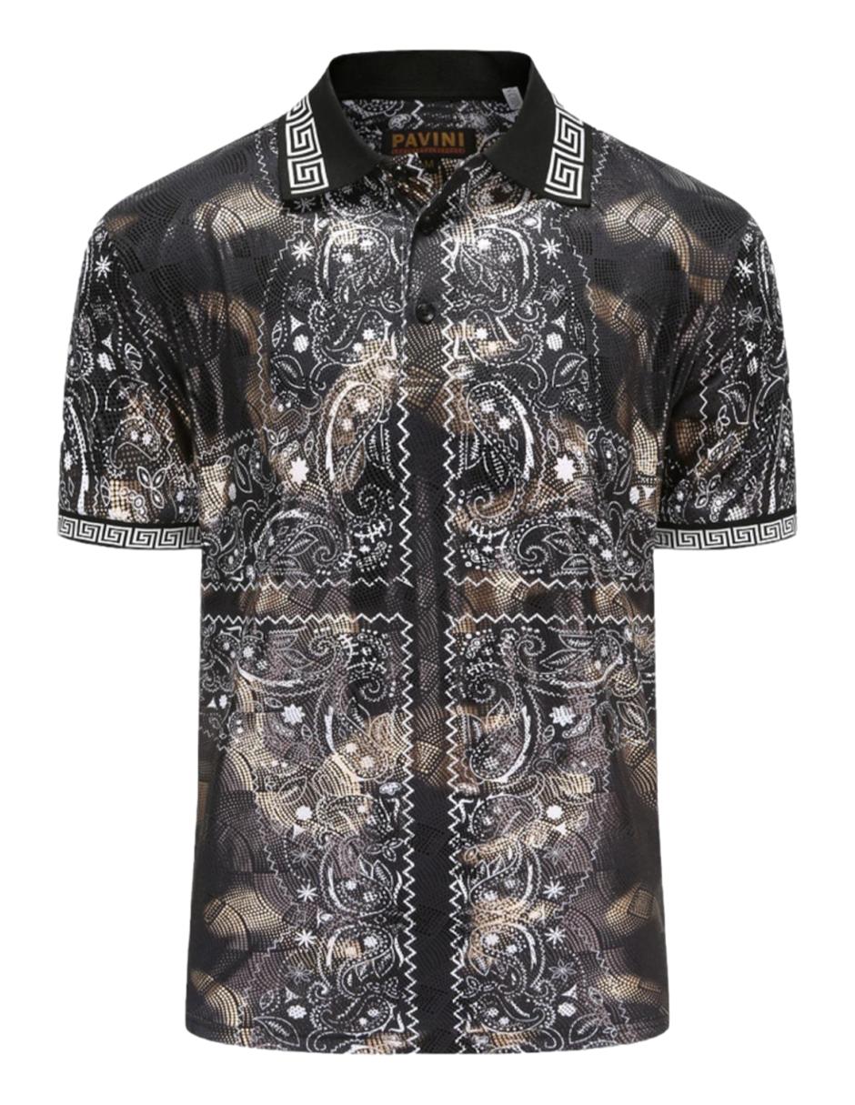 Playera Para Hombre Marca Pavini LS021033-10 Black