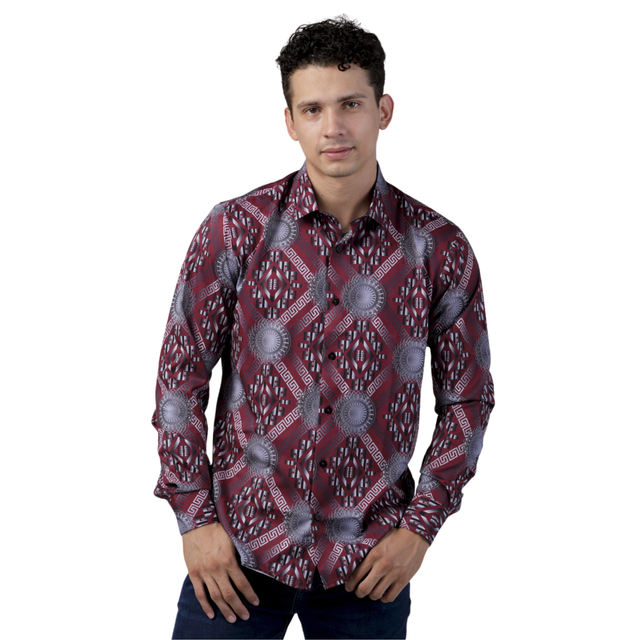 Camisa burgundy para hombre hotsell