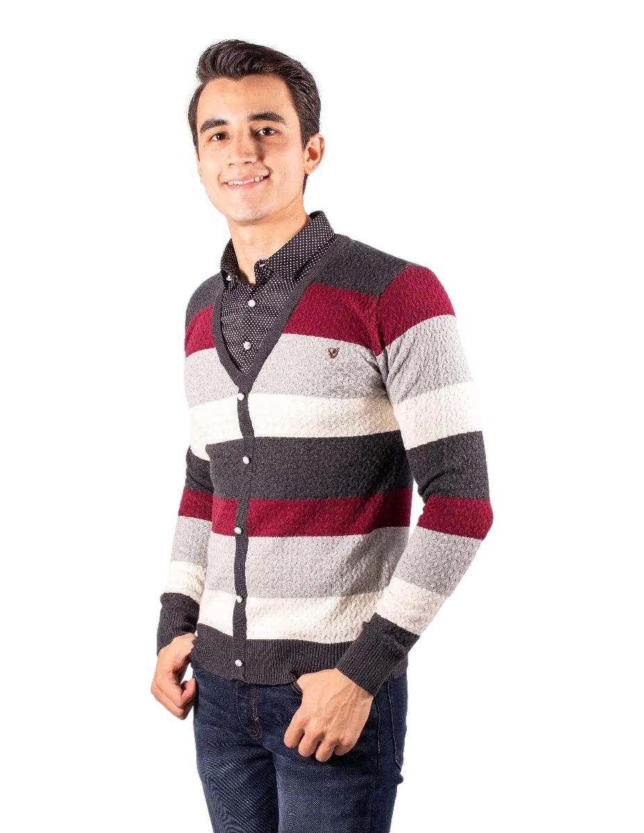 Sweter Para Hombre Con Media Camisa MJ202-D. GREY