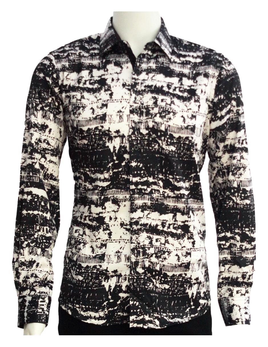 Camisa Para Hombre Marca Moderno MJLS-543-9-09 BLACK