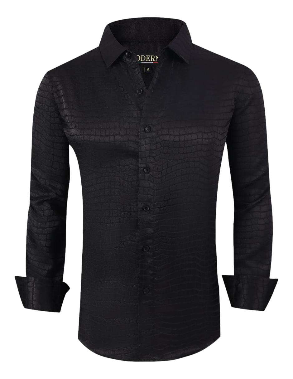 Camisa Para Hombre Marca Moderno MJLS-606-BLACK
