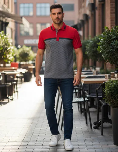 Playera Para Hombre Marca Pavini P-1916 Red