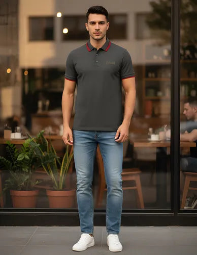 Playera Para Hombre Marca Pavini Pt-1030 D Grey