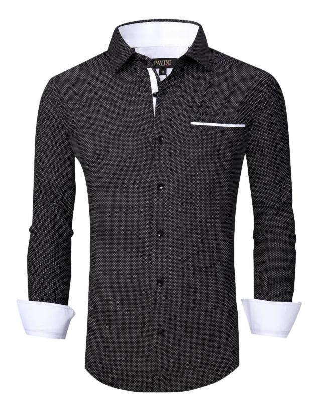 Camisa Para Hombre Marca Pavini SH-055-05 BLACK