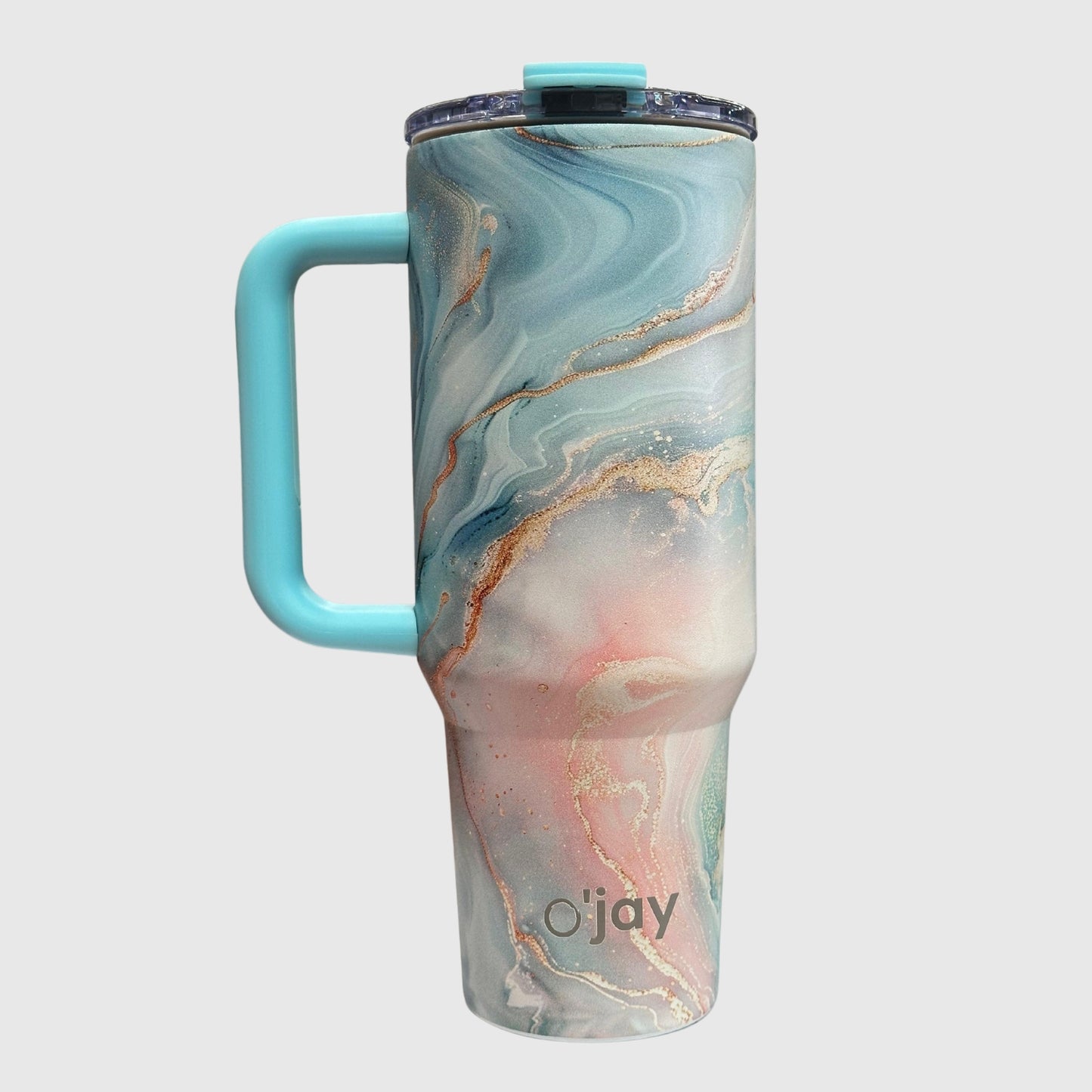 O'jay Vaso Aislado De Acero Inoxidable 50 Onzas Con Asa Y Tapa Con Popote
