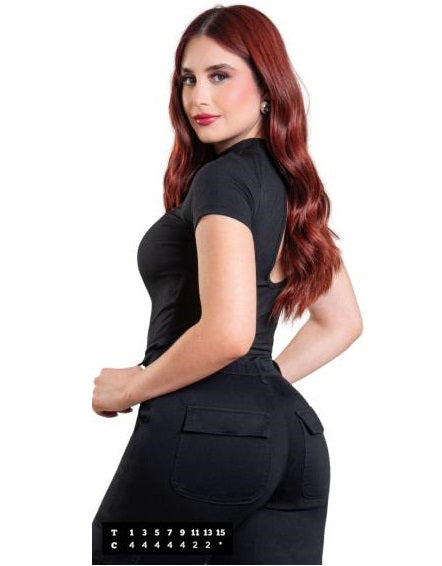 Pantalon Para Mujer De Cargo Marca KOSCH Jeans Mezclilla WCN 6356 Black