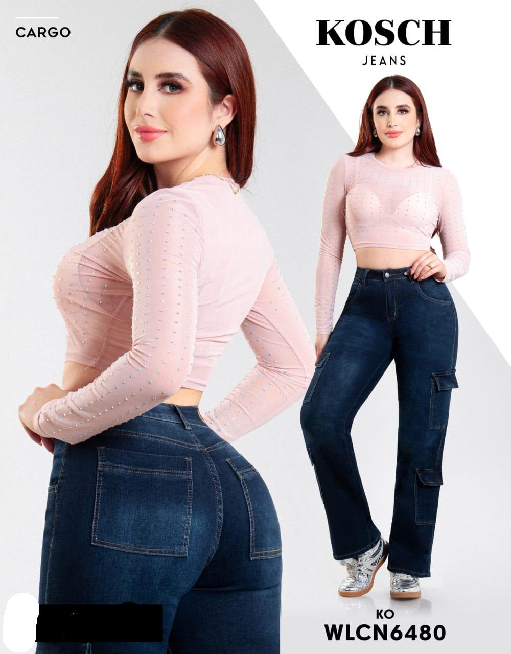 Pantalon Para Mujer De Cargo Marca Kosch Mezclilla WLCN6480 Azul