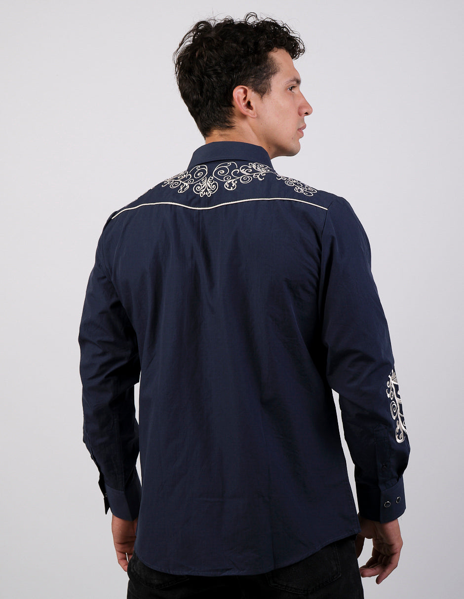 Camisa Para Hombre Vaquera Marca Cuaco WM022-026-03 Navy