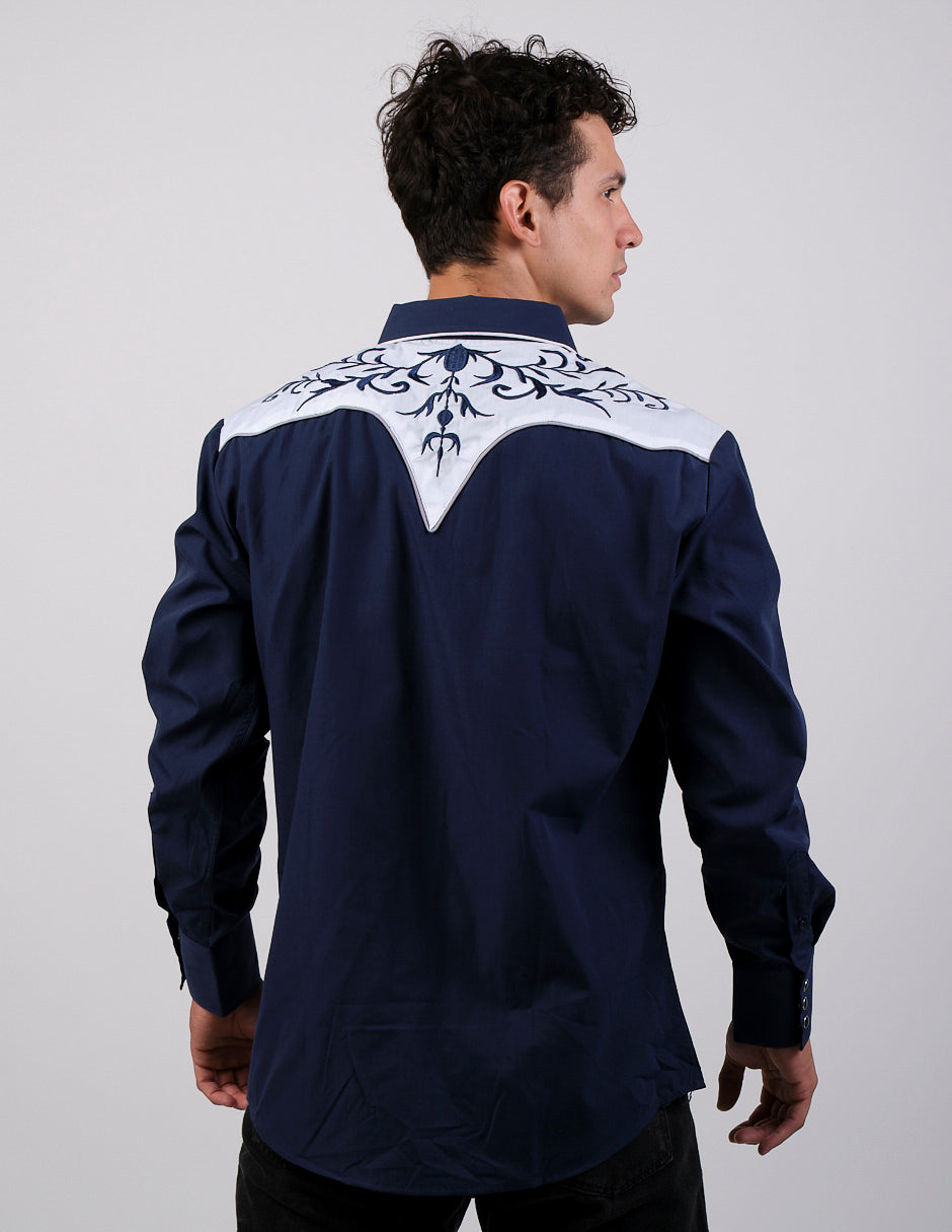 Camisa Para Hombre Vaquera Marca Cuaco WM022-030-05 Navy