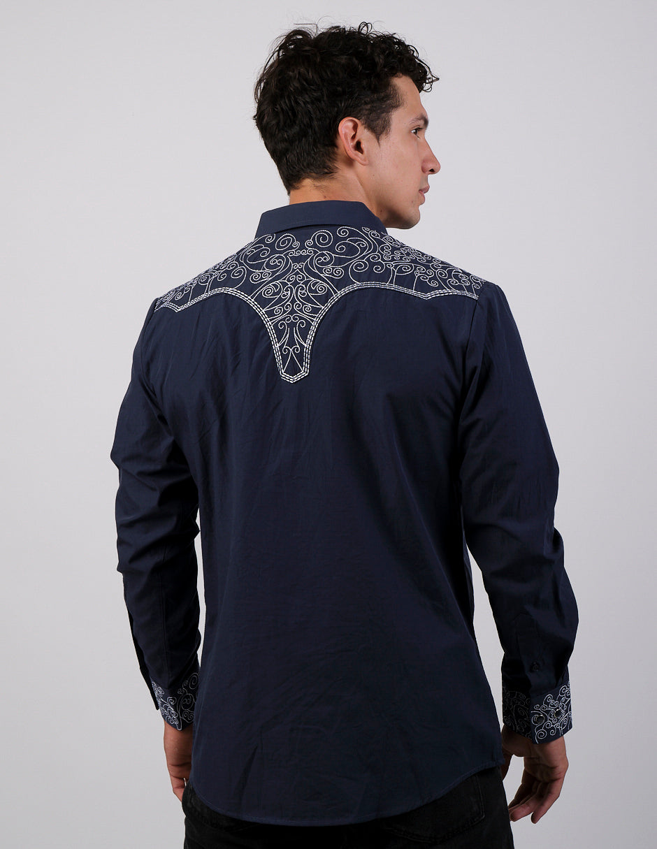 Camisa Para Hombre Vaquera Marca Cuaco WM022-031-02 Navy