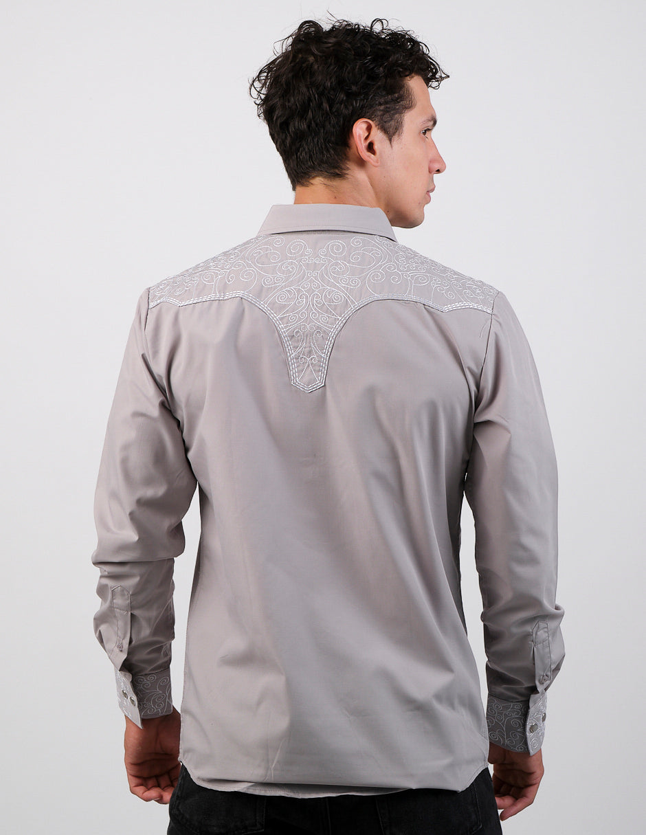 Camisa Para Hombre Vaquera Marca Cuaco WM022-031-03 Gris Claro