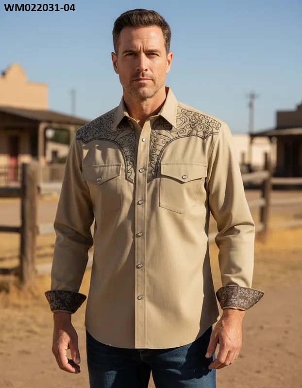 Camisa Para Hombre Vaquera Marca Cuaco WM022-031-04 Khaki