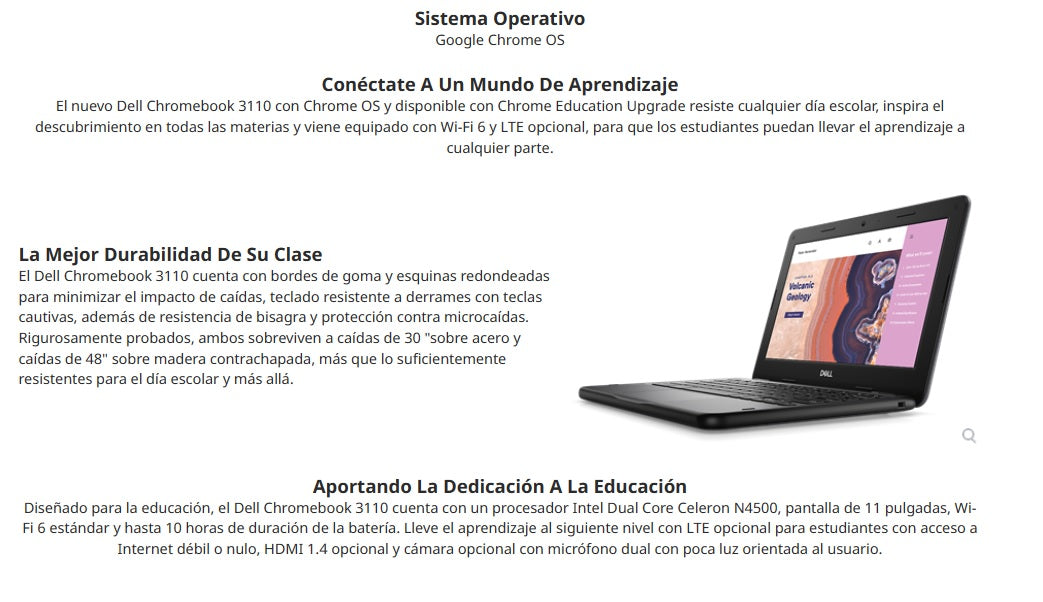 Laptop DELL Chromebook 3110 N4500 11.6" 4GB 32GB Intel Celeron