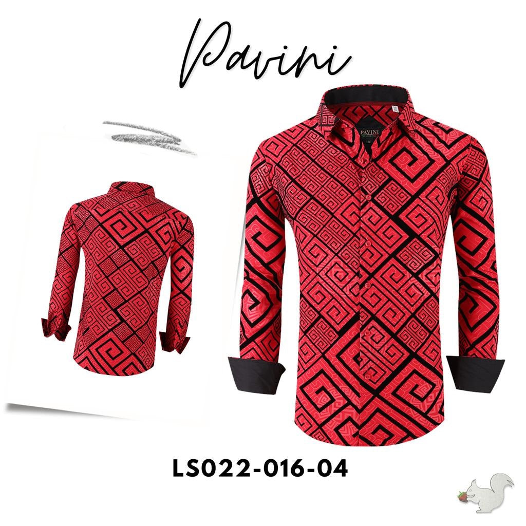 Camisa para Hombre Marca Pavini estilo LS022016-04 Roja