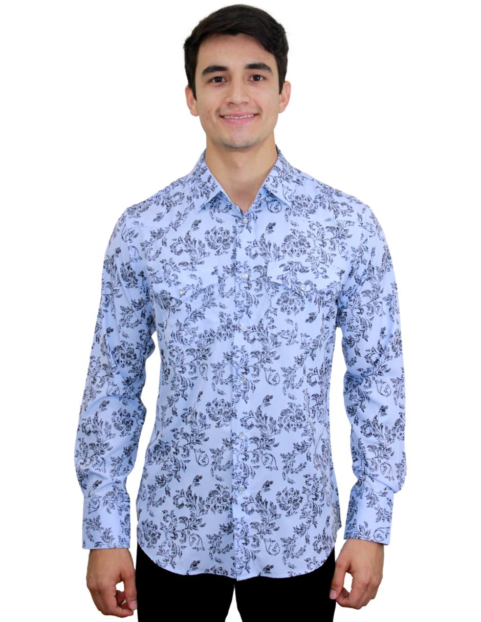 Camisa para Hombre Marca PAVINI LS022003-07 WHITE-BLUE