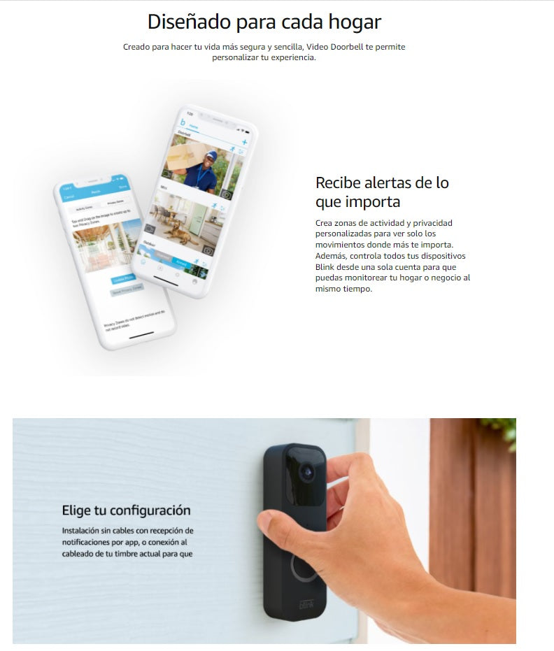 Timbre Inteligente WIFI con Camara y Microfono Marca BLINK
