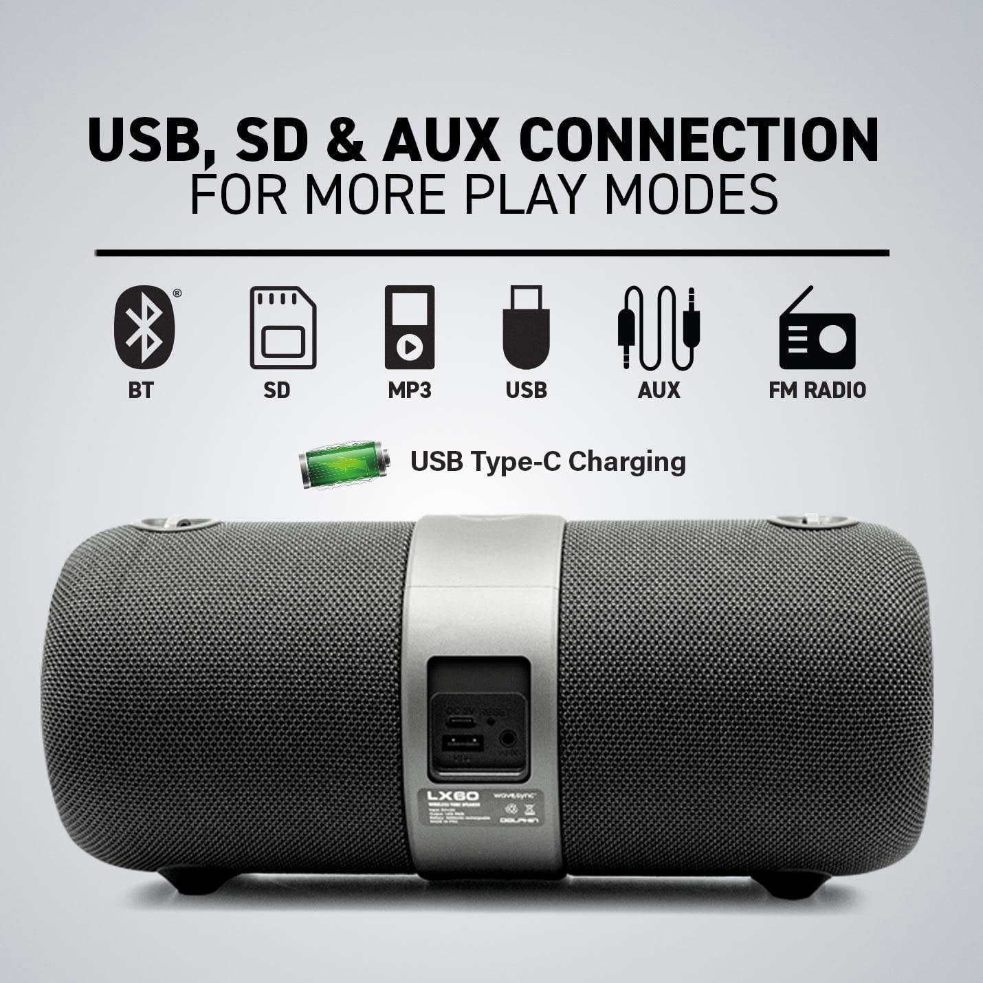 Bocina Portatil Dolphin Bluetooth Recargable Lx60 Usb Micsd