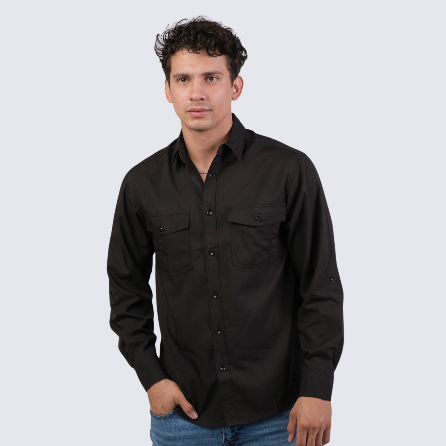 Camisa Huggo Valentino manga larga tipo pescador HVLS114-04