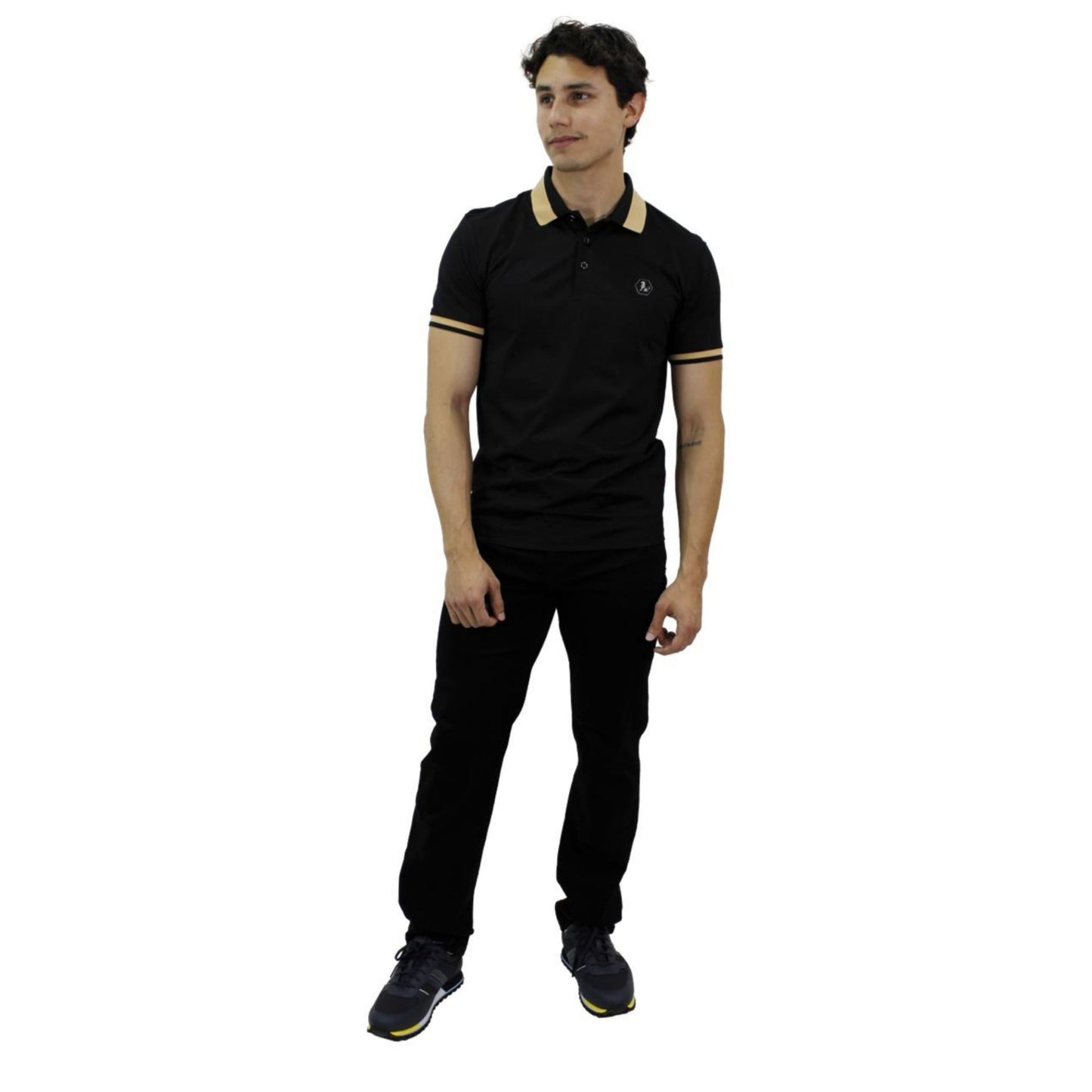 Playera Polo Para Caballero Marca Huggo Valentino HV-47-Black