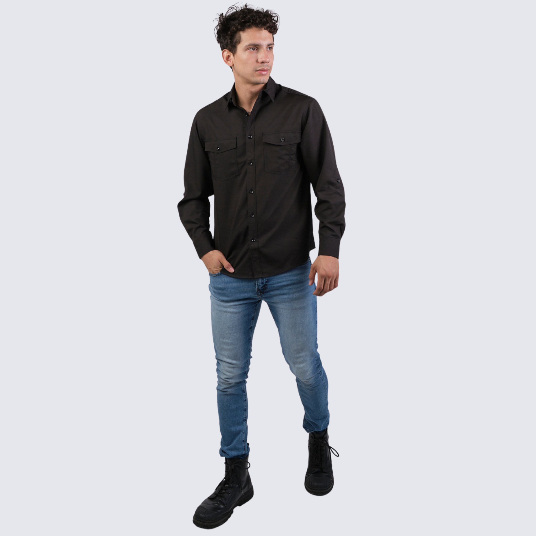 Camisa Huggo Valentino manga larga tipo pescador HVLS114-04