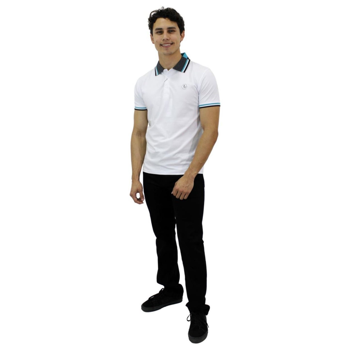 Playera Polo Para Caballero Marca Huggo Valentino HV-46-White