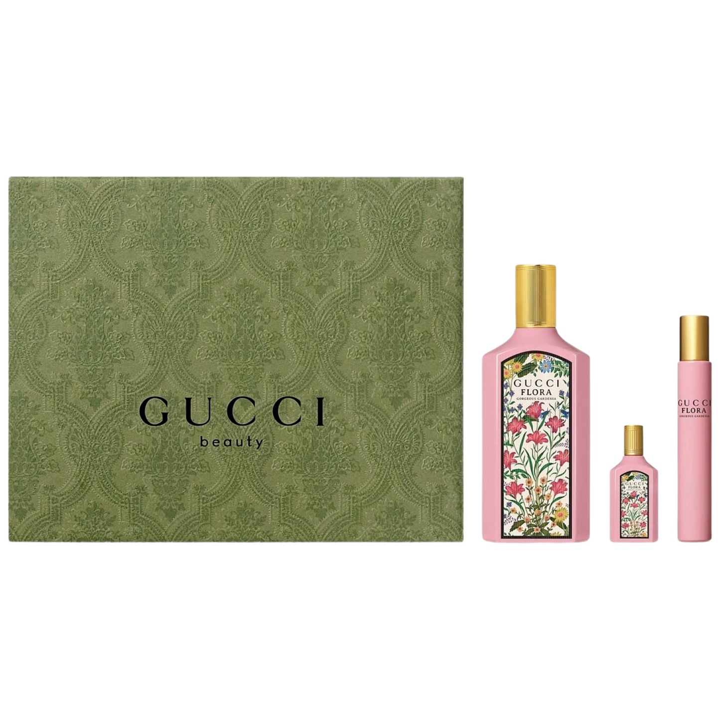 Set de Perfume para Dama GUCCI FLORA GORGEOUS GARDENIA 100ml EDP 3 PZAS