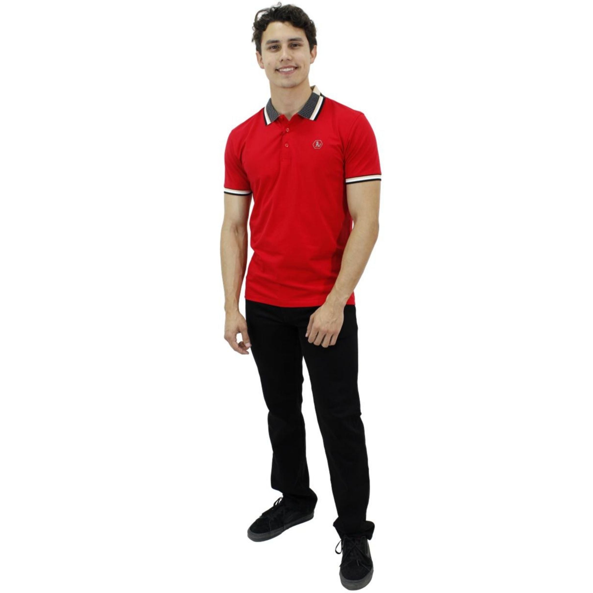 Playera Polo Para Caballero Marca Huggo Valentino HV-46-Red