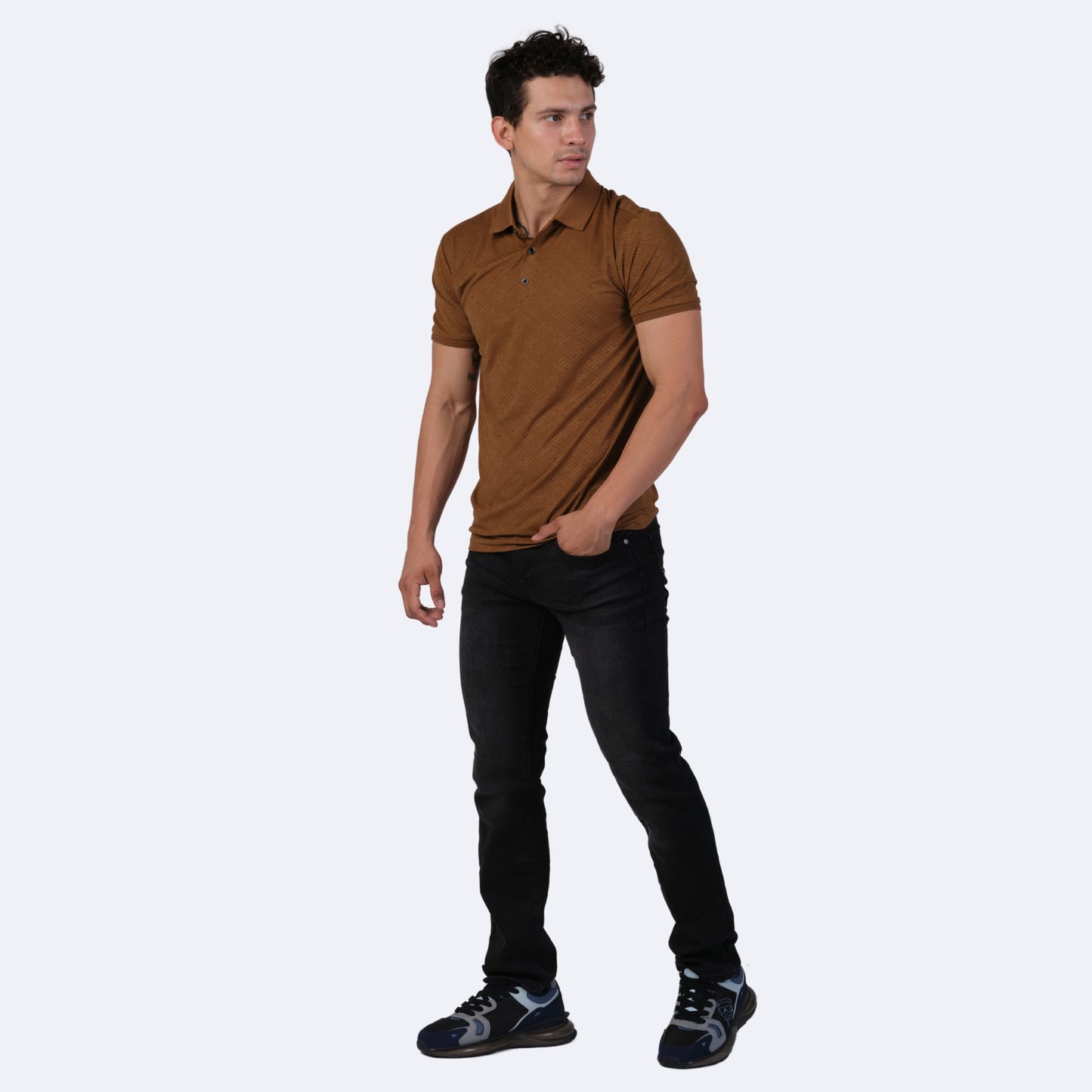 Playera Para Hombre Marca Huggo Valentino HV-63-kakhi