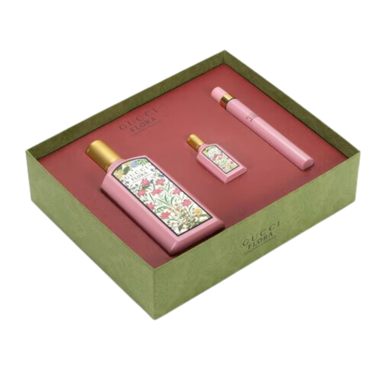 Set de Perfume para Dama GUCCI FLORA GORGEOUS GARDENIA 100ml EDP 3 PZAS