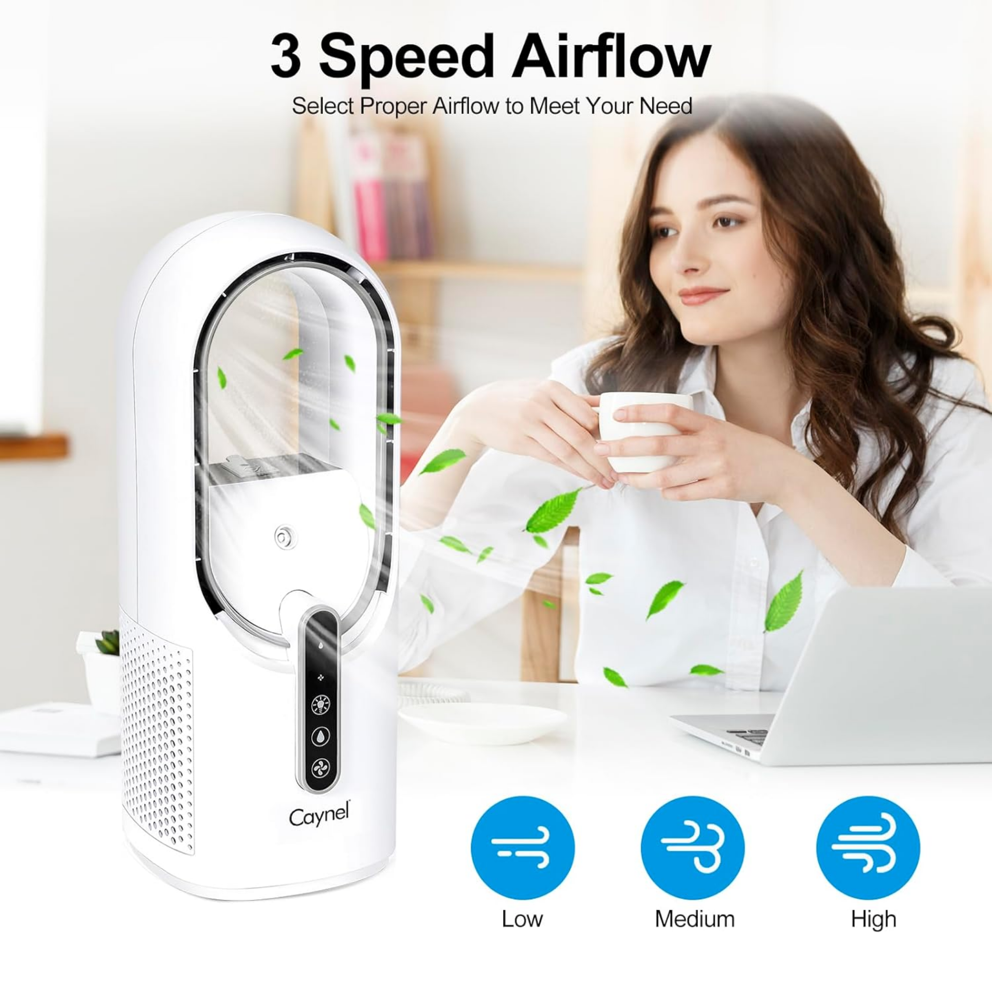 CAYNEL Ventilador de escritorio personal portátil sin aspas