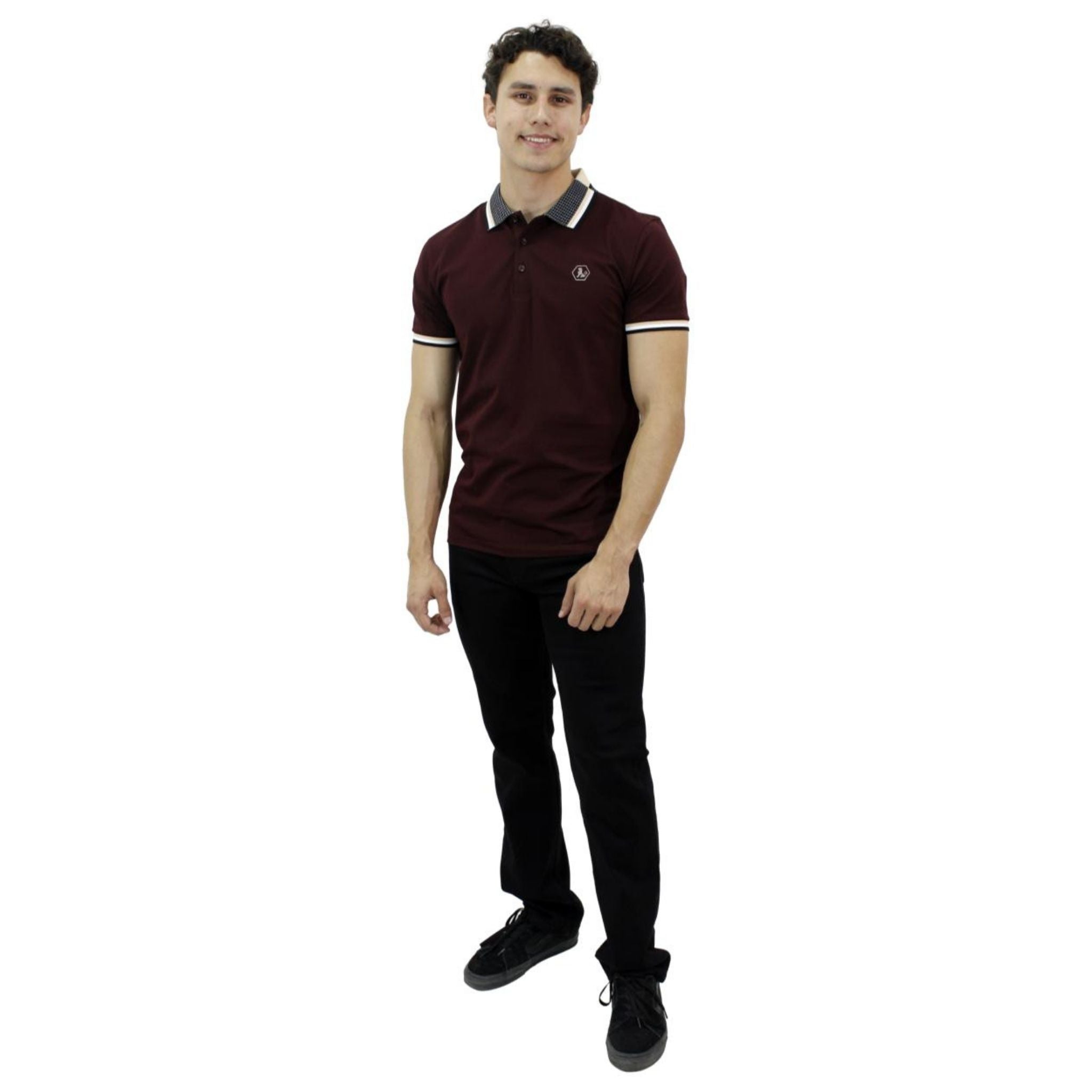 Playera Polo Para Caballero Marca Huggo Valentino HV-46-Burgundy