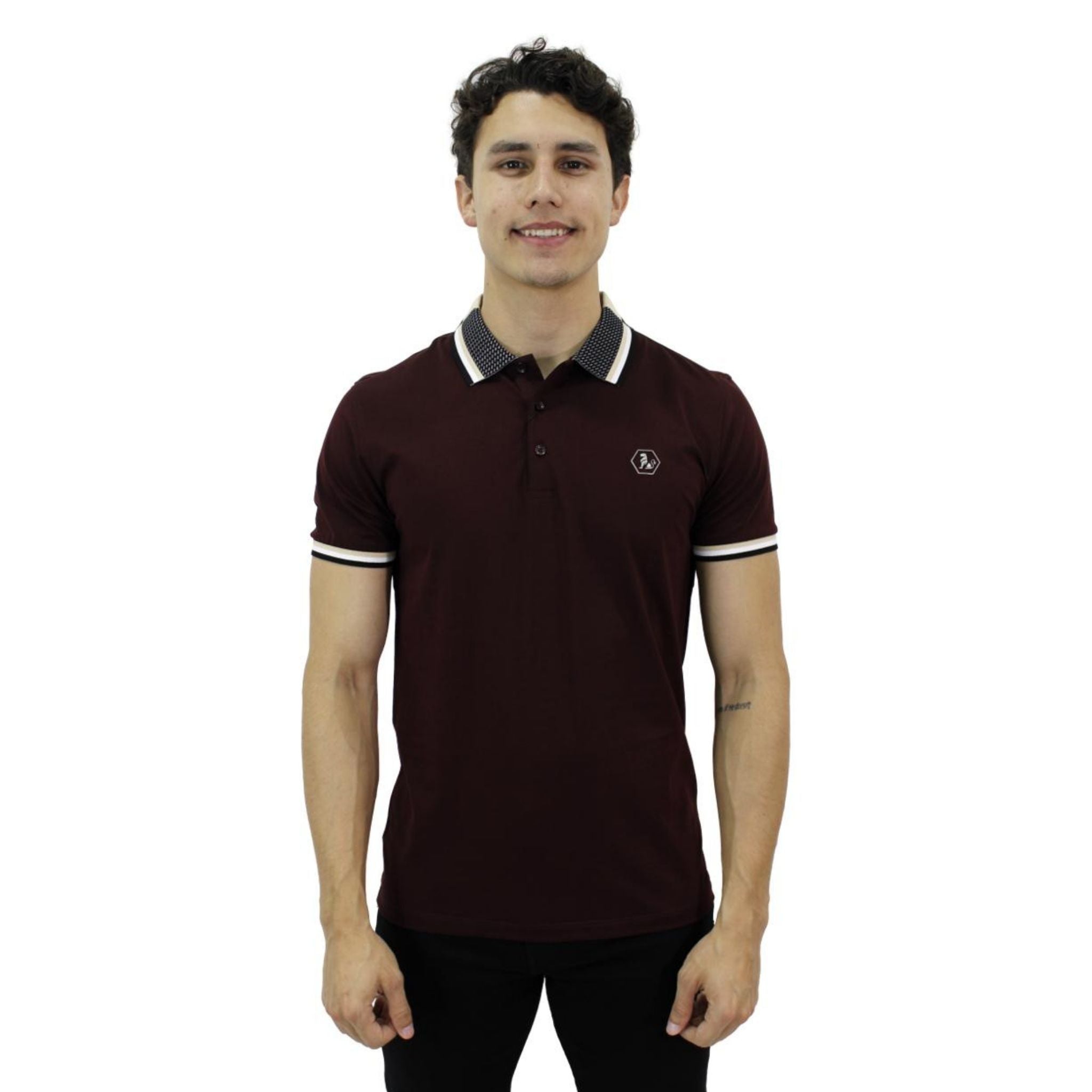 Playera Polo Para Caballero Marca Huggo Valentino HV-46-Burgundy