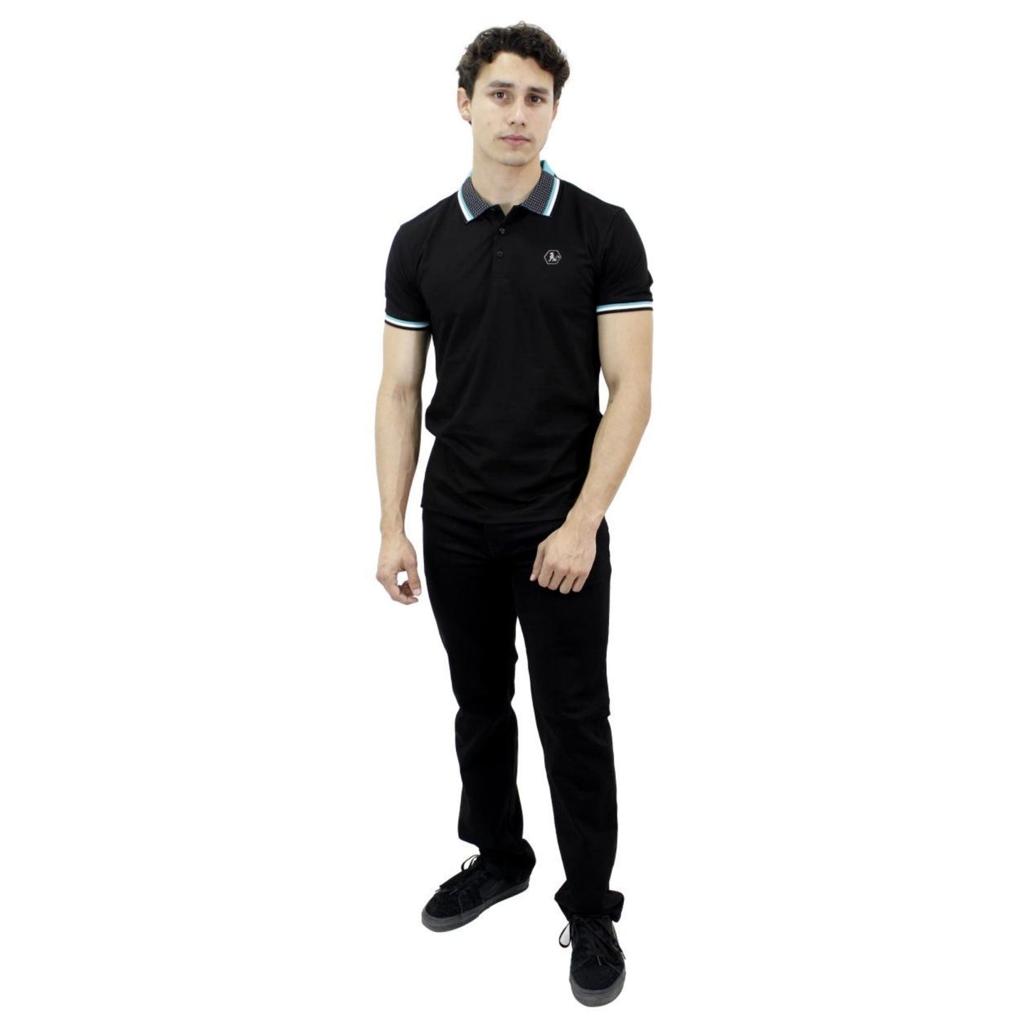 Playera Polo Para Caballero Marca Huggo Valentino HV-46-Black