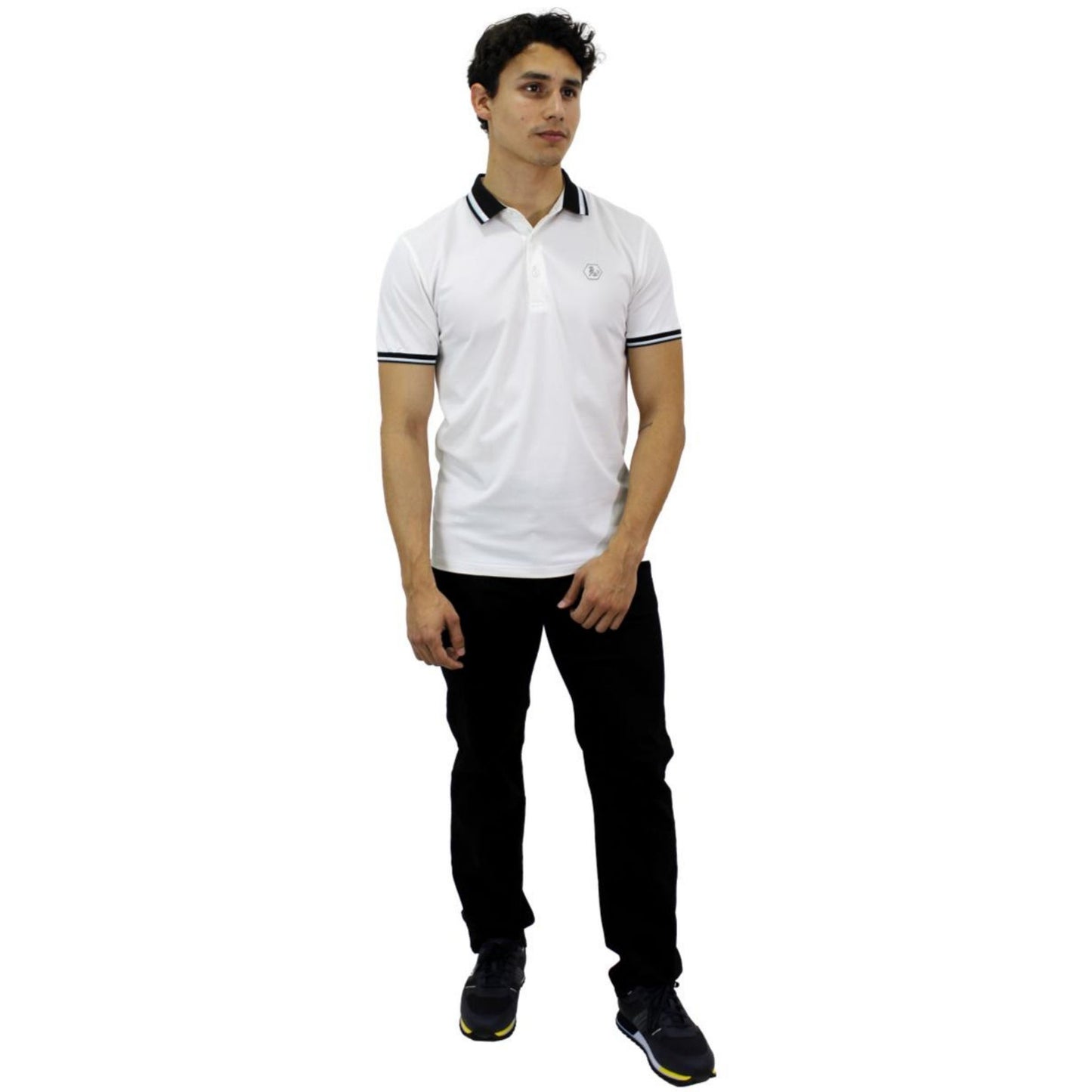 Playera Polo Para Caballero Marca Huggo Valentino HV-45-White