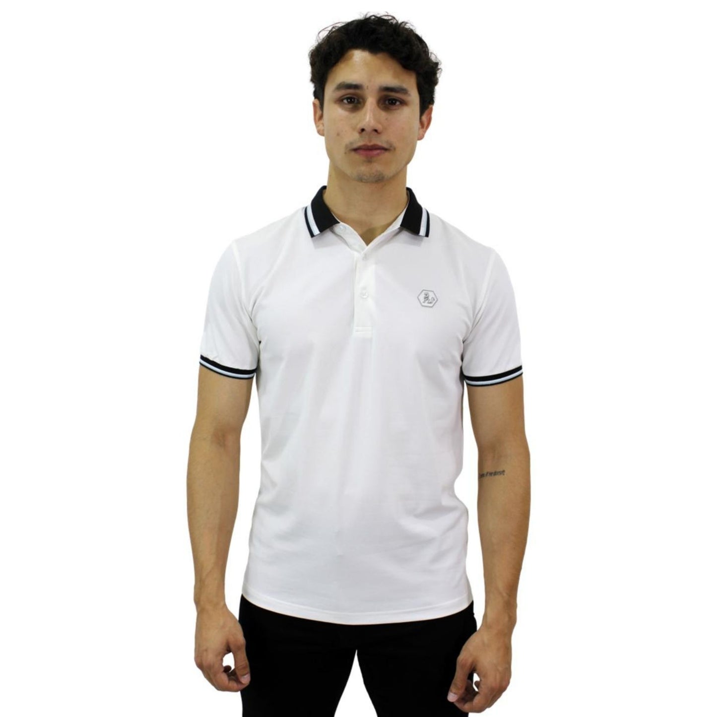 Playera Polo Para Caballero Marca Huggo Valentino HV-45-White