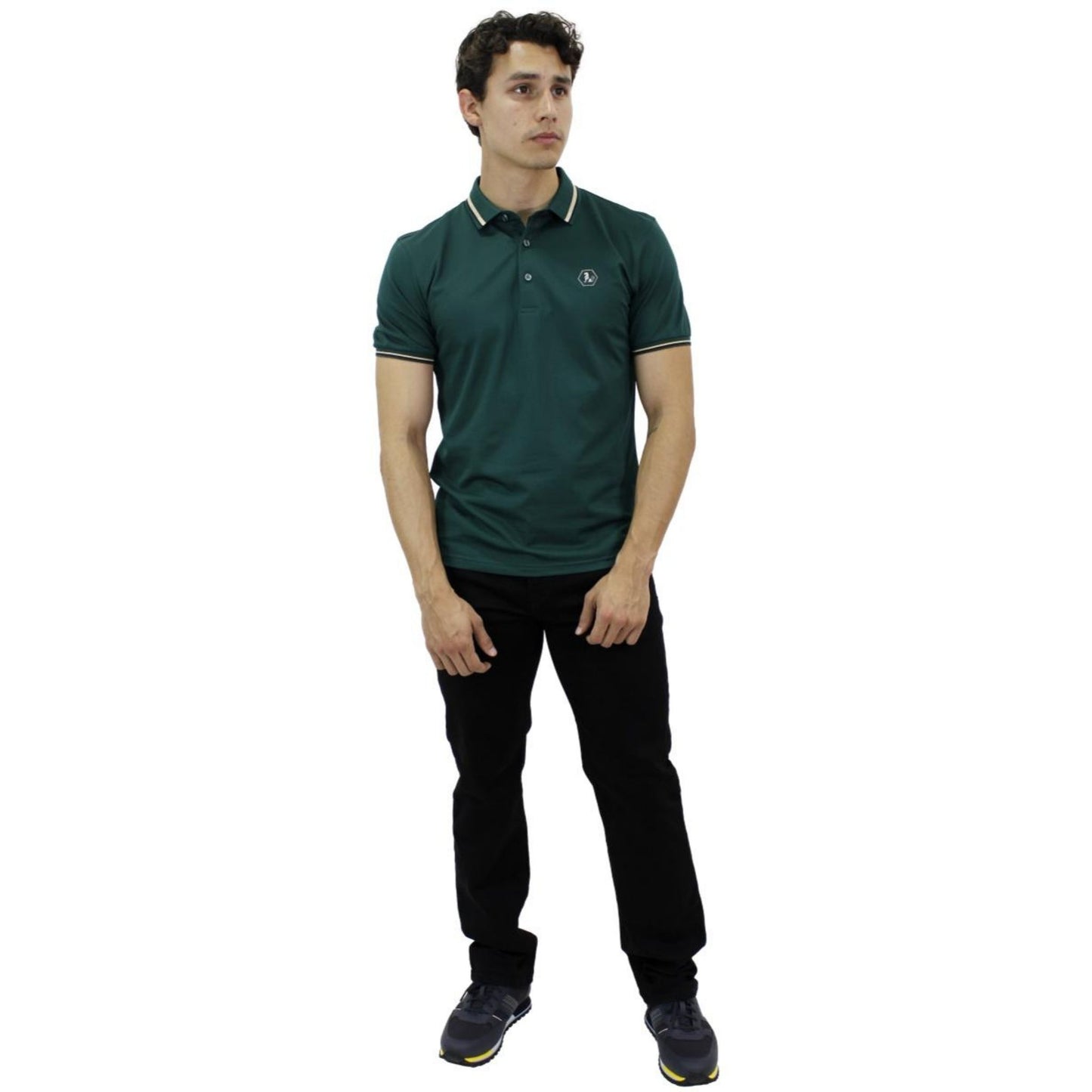 Playera Polo Para Caballero Marca Huggo Valentino HV-45 Green