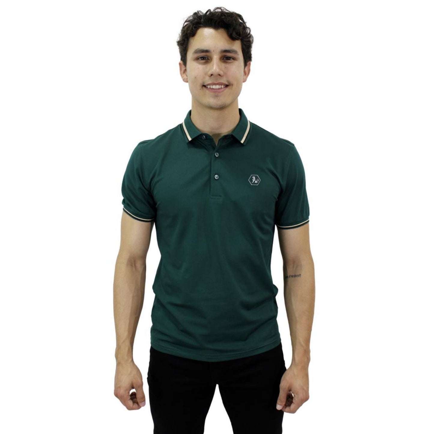 Playera Polo Para Caballero Marca Huggo Valentino HV-45 Green