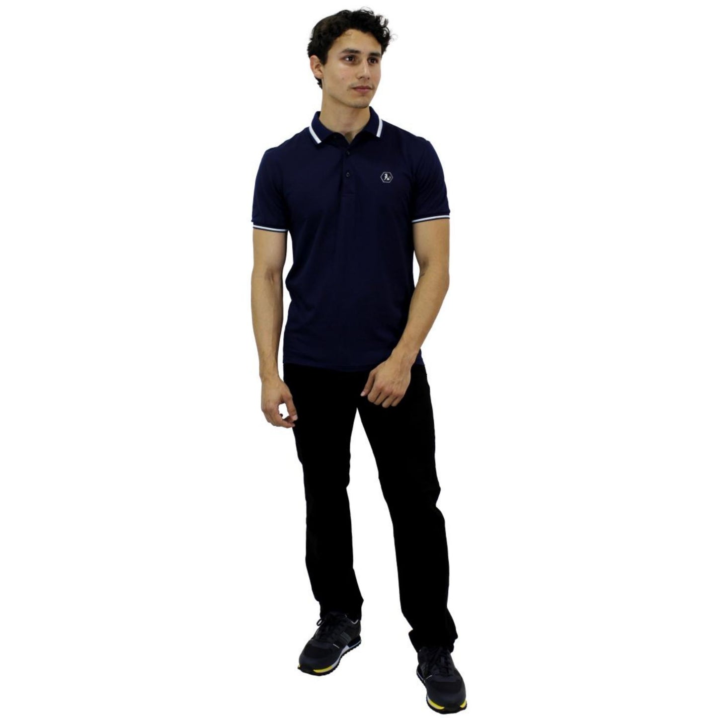 Playera Polo Para Caballero Marca Huggo Valentino HV-45-Navy