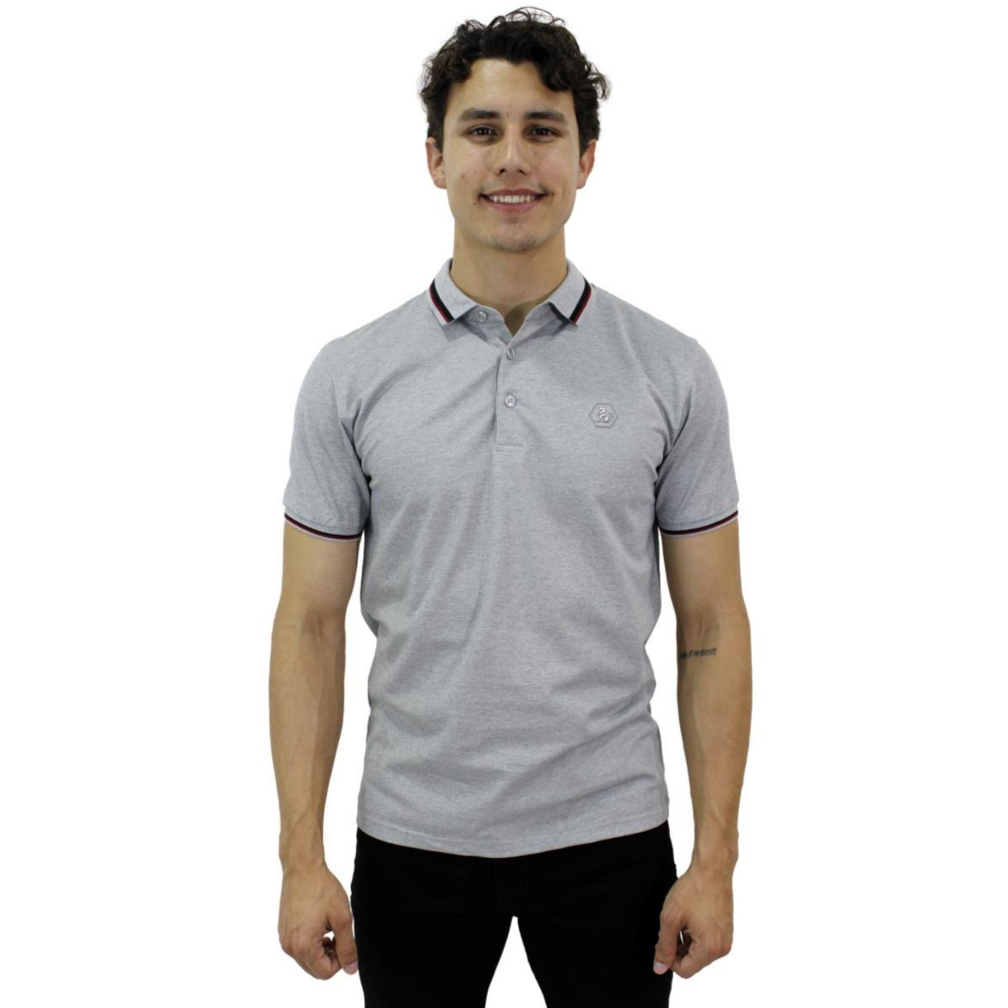 Playera Polo Para Caballero Marca Huggo Valentino HV-45-Grey