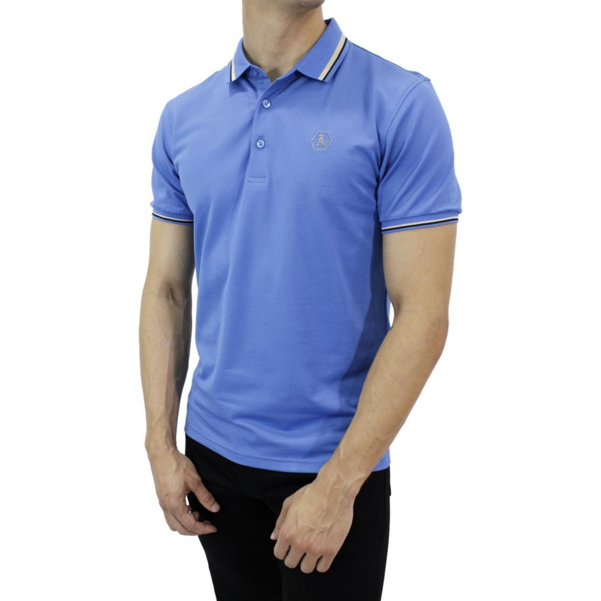 Playera Polo Para Caballero Marca Huggo Valentino HV-45-Blue
