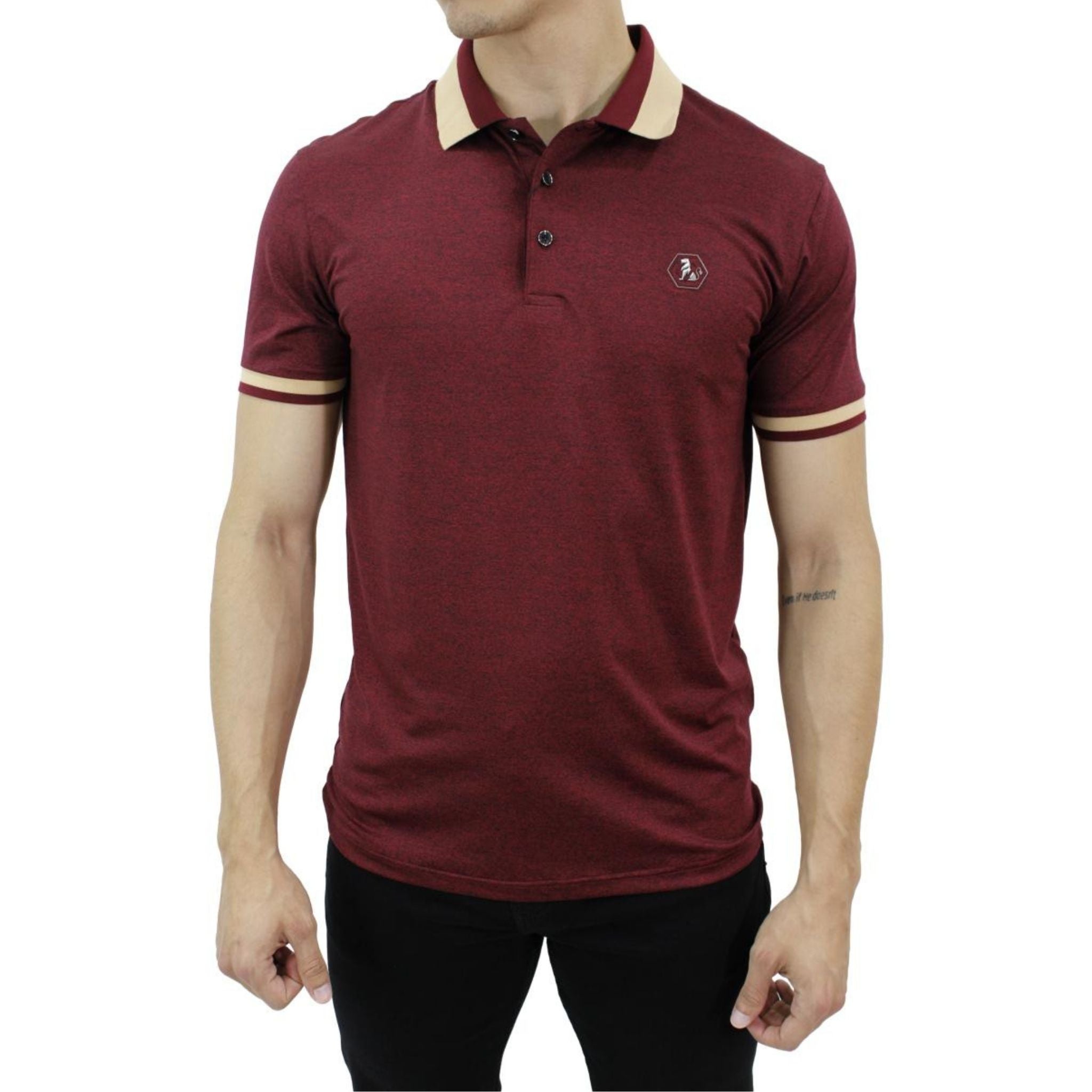 Playera Polo Para Caballero Marca Huggo Valentino HV-47-Burgundy