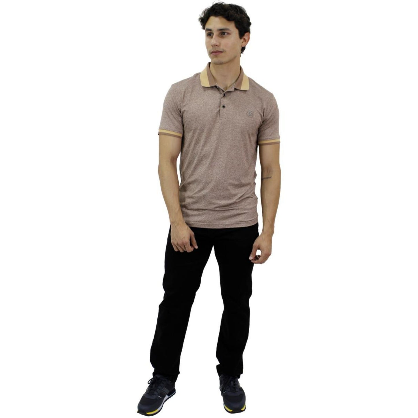 Playera Polo Para Caballero Marca Huggo Valentino HV-47-Brown